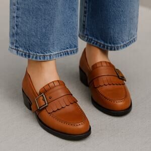 Earth Shoe Comfort First SZ 9.5 Wide Genuine Leather Loafer In Sable Brown